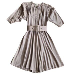 NINA PICCALINO Midi Coquette Fit & Flare Dress Small Pink/Gray Dot Women's 10